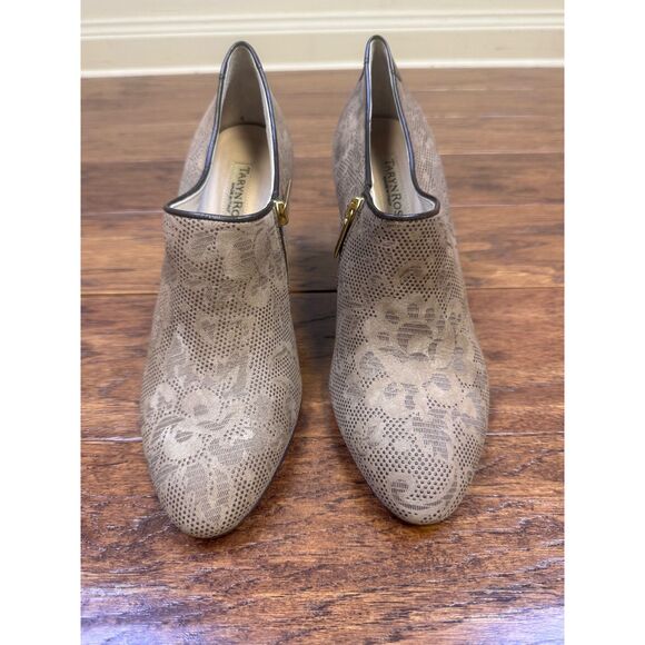 TARYN ROSE Floral Embossed Leather Heeled Zip Up Booties, Sz 39 (US 8.5) - Picture 2 of 11